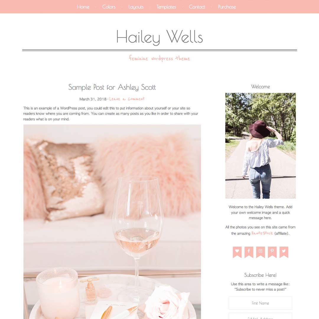 Hailey Wells WordPress Theme