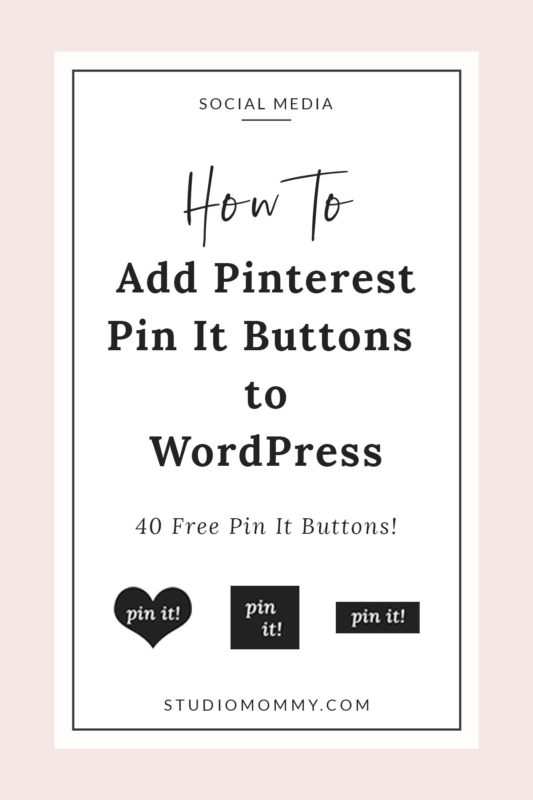 One way you can up your game in Pinterest is to add a “Pin It” button on your images. This allows a quick and easy way for your visitors to pin your content. 

You can use the basic Pin It button from Pinterest but it may not flow or look as nice with your site. 

I’ve created a quick tutorial so that you can easily add your own Pin It button. Plus receive 40 custom Pin It buttons that I created. #pinit #pinterest #socialmedia #tailwind