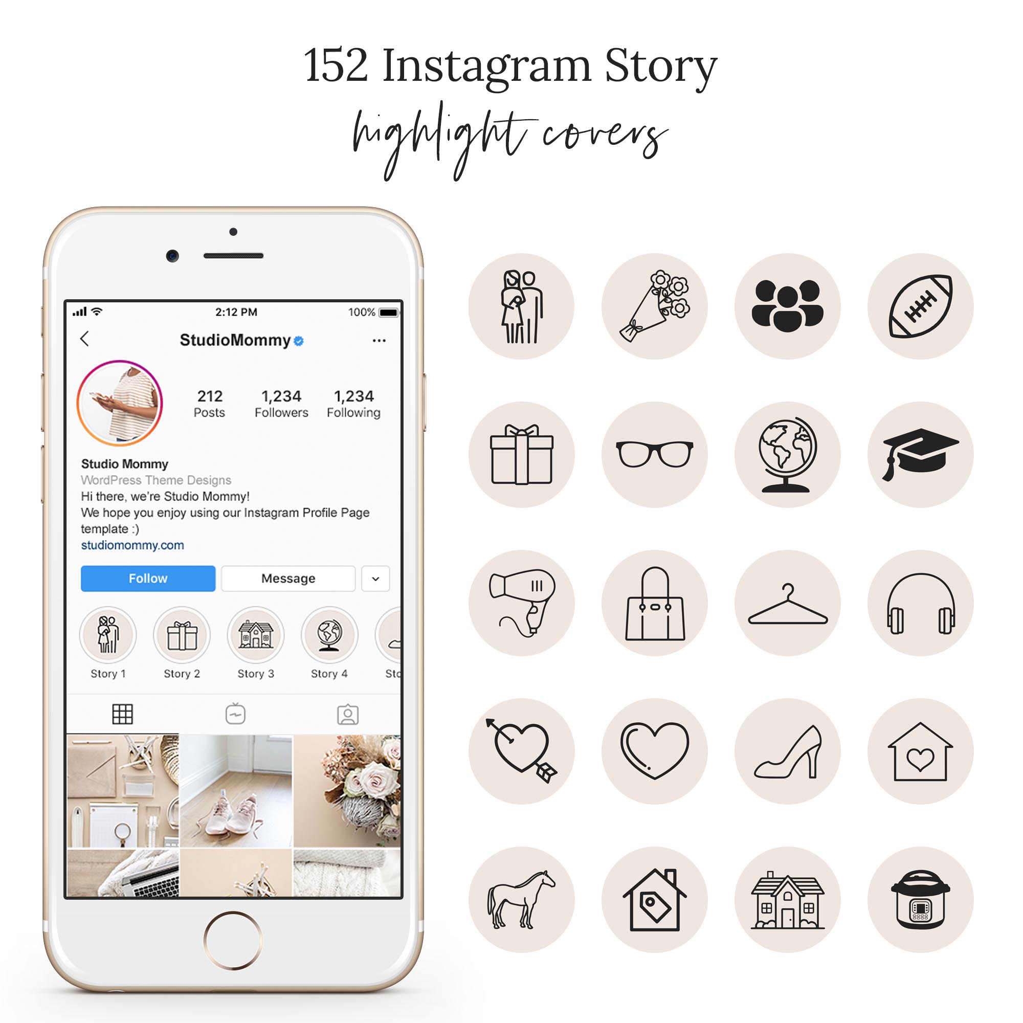 Cream Instagram Highlight Covers · Studio Mommy
