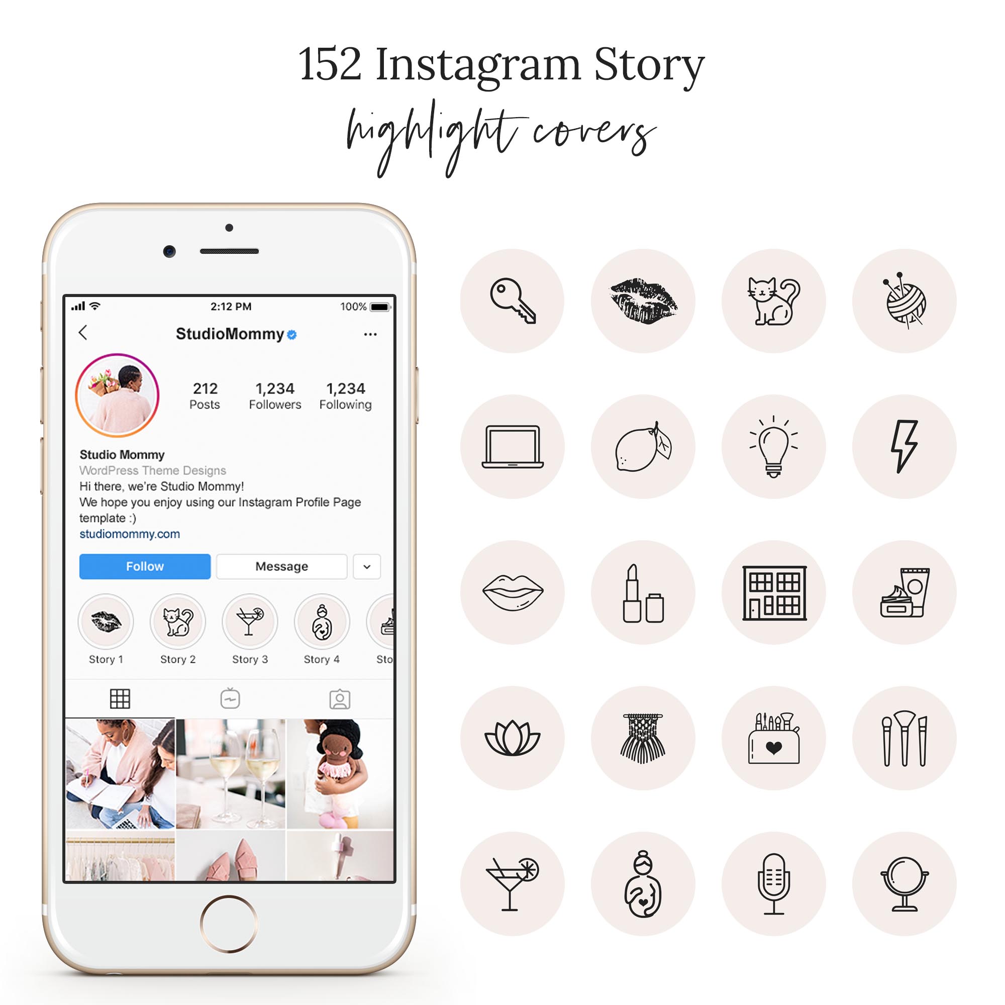 Blush Instagram Highlight Covers · Studio Mommy