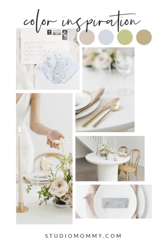 Easter, Blue, Green, Gold, colors. Moodboard color palette combo.