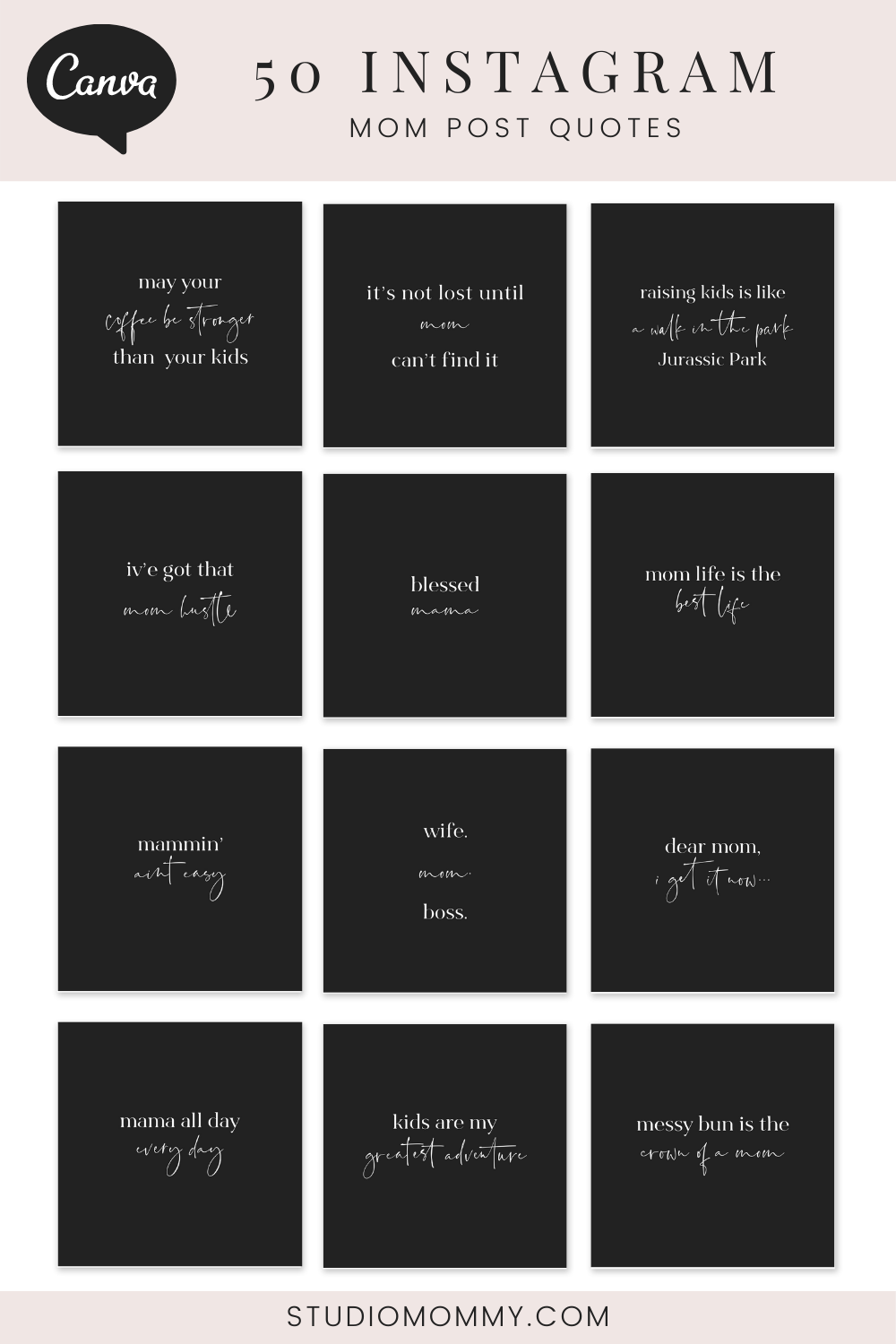 50 Instagram Mom Post Quotes with Black Background