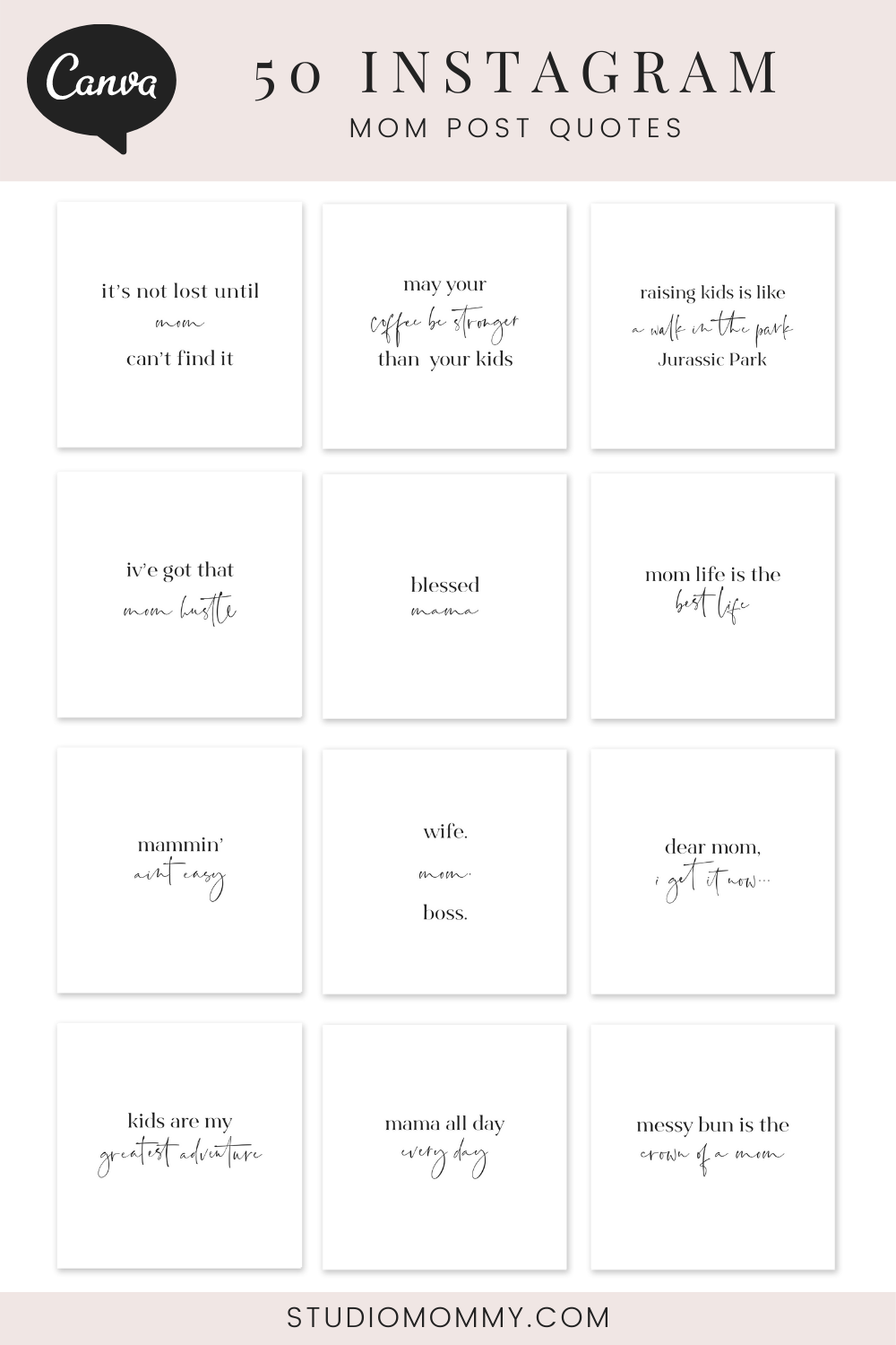 50 Mom Instagram Post Quotes with White Background