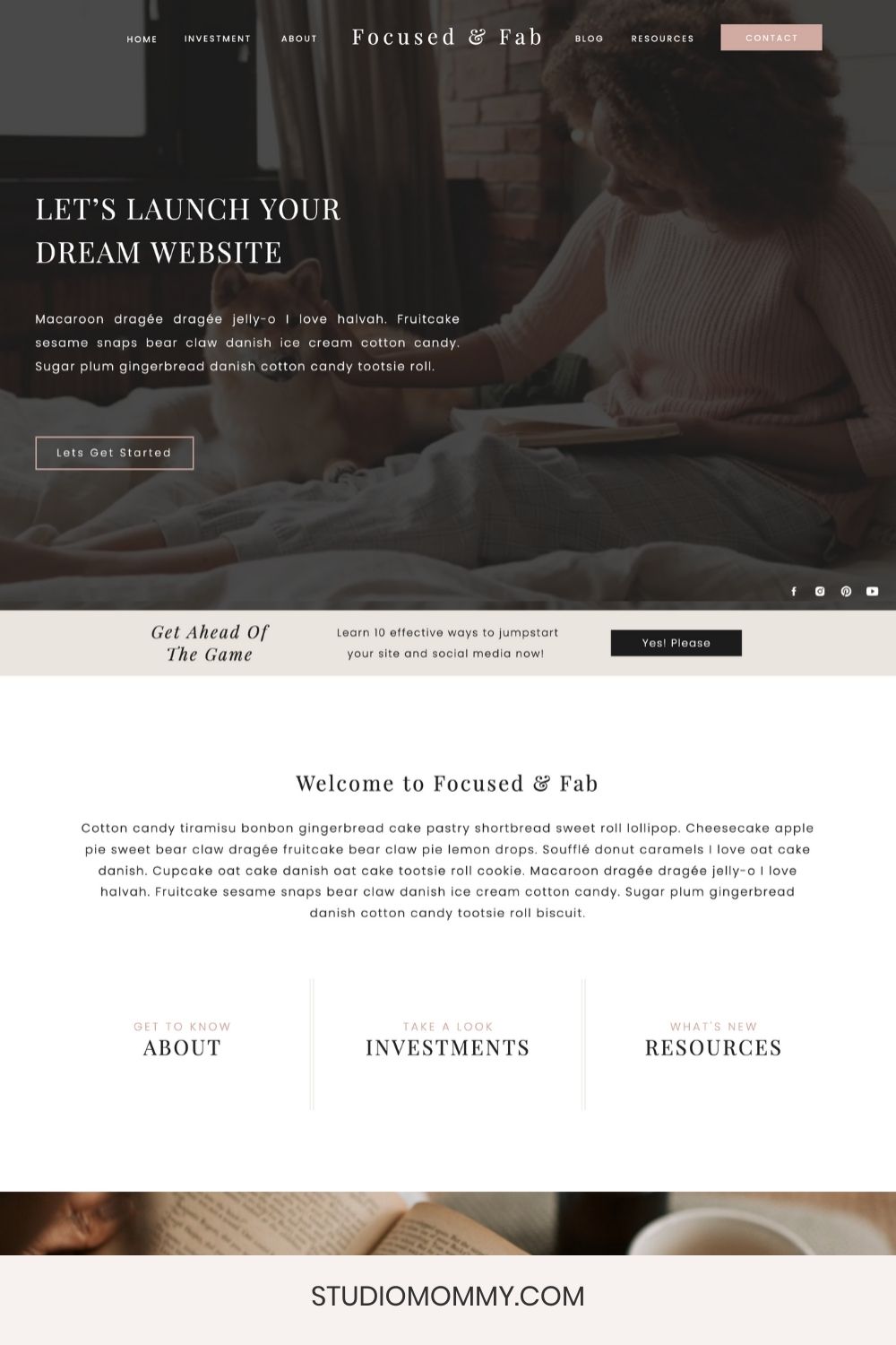 Introducing my newest Showit Website Design Template, Focused And Fab!  This design is made for the modern girlboss, the momtrepreneur, or anyone with a vibrantly creative perspective. 