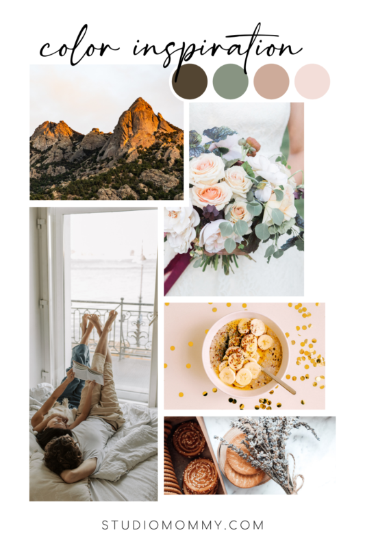 Color Inspiration Mood Boards - Brown, Green, Maude Pink, and Light Pink @studiomommy