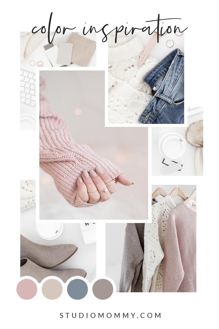 Pink Blue Cream Mood Board Color Palette Inspiration A color palette is essential to creating your branding, logo, and WordPress theme. Here is a helpful mood board tool for your branding inspiration. After creating the Best Feminine Font Pairings, I wanted to incorporate some mood boards for color inspiration as well.