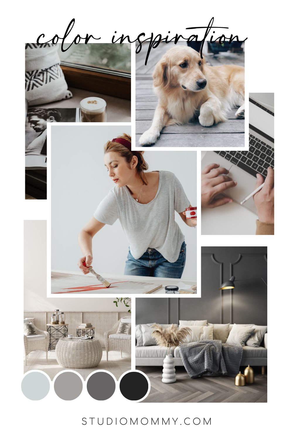 Color Inspiration Mood Boards - Grey and Black color pallet by Studio Mommy for WordPress Themes