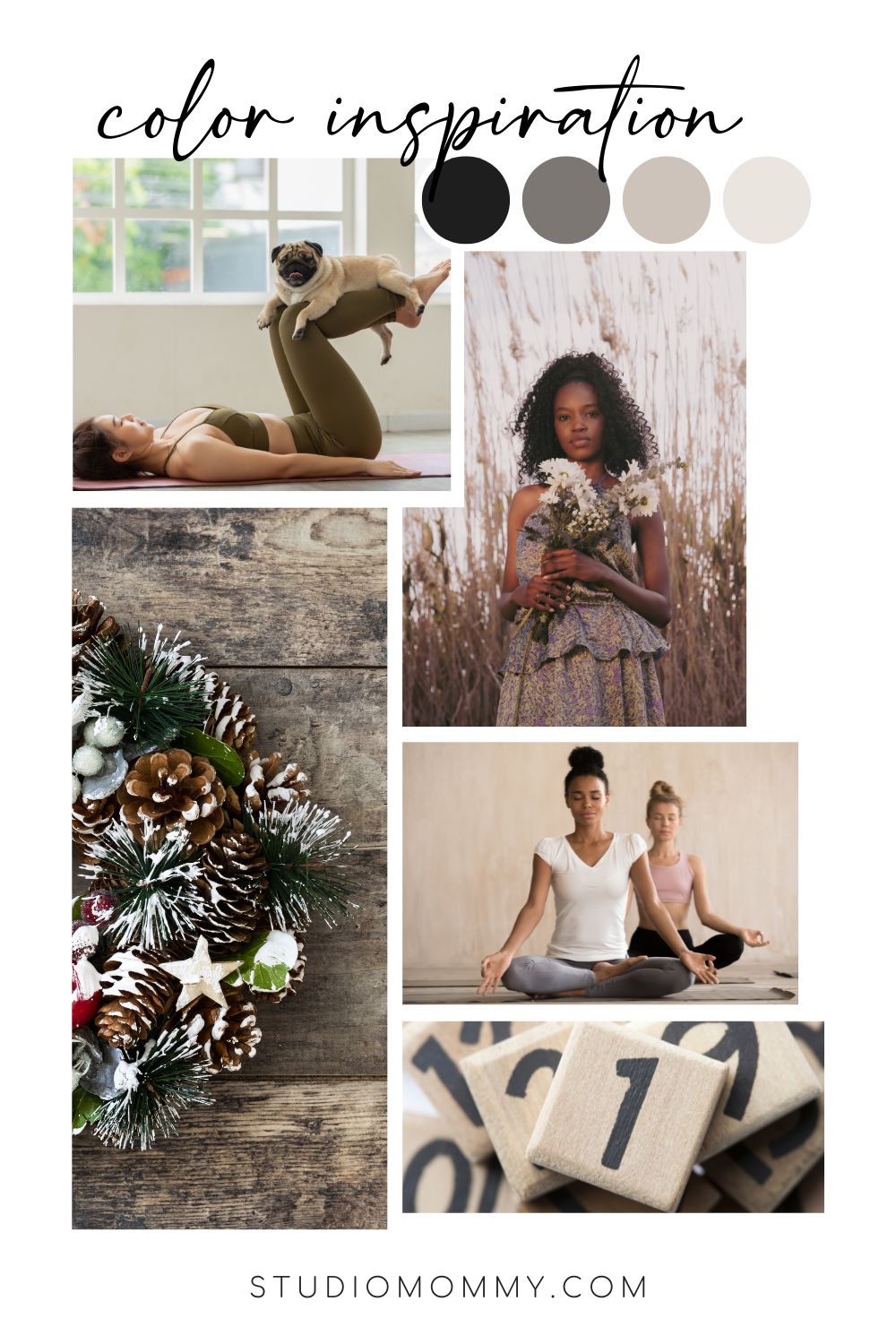 Mood Board Branding Color Palette Templates - Gray, Mauve, Black Color Pallet by @studiomommy for WordPress Themes