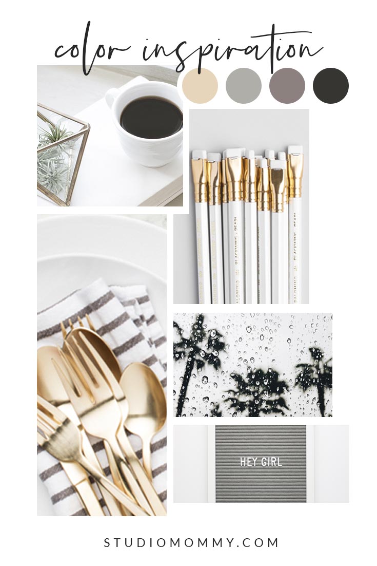 Moodboard Color Palette - Gold, Beige, Brown, Black, Grey @studiomommy