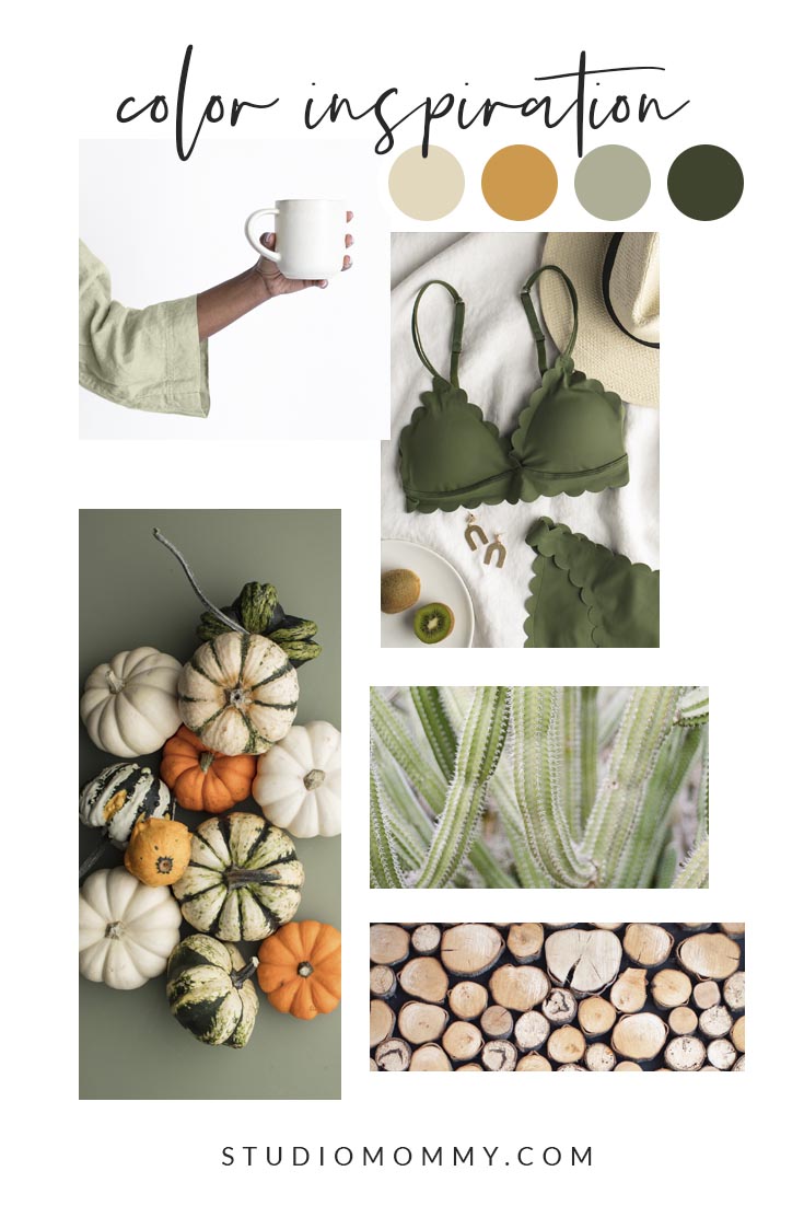 Mood Board Fall Pumpkin Colors Green Orange & Beige by Studio Mommy