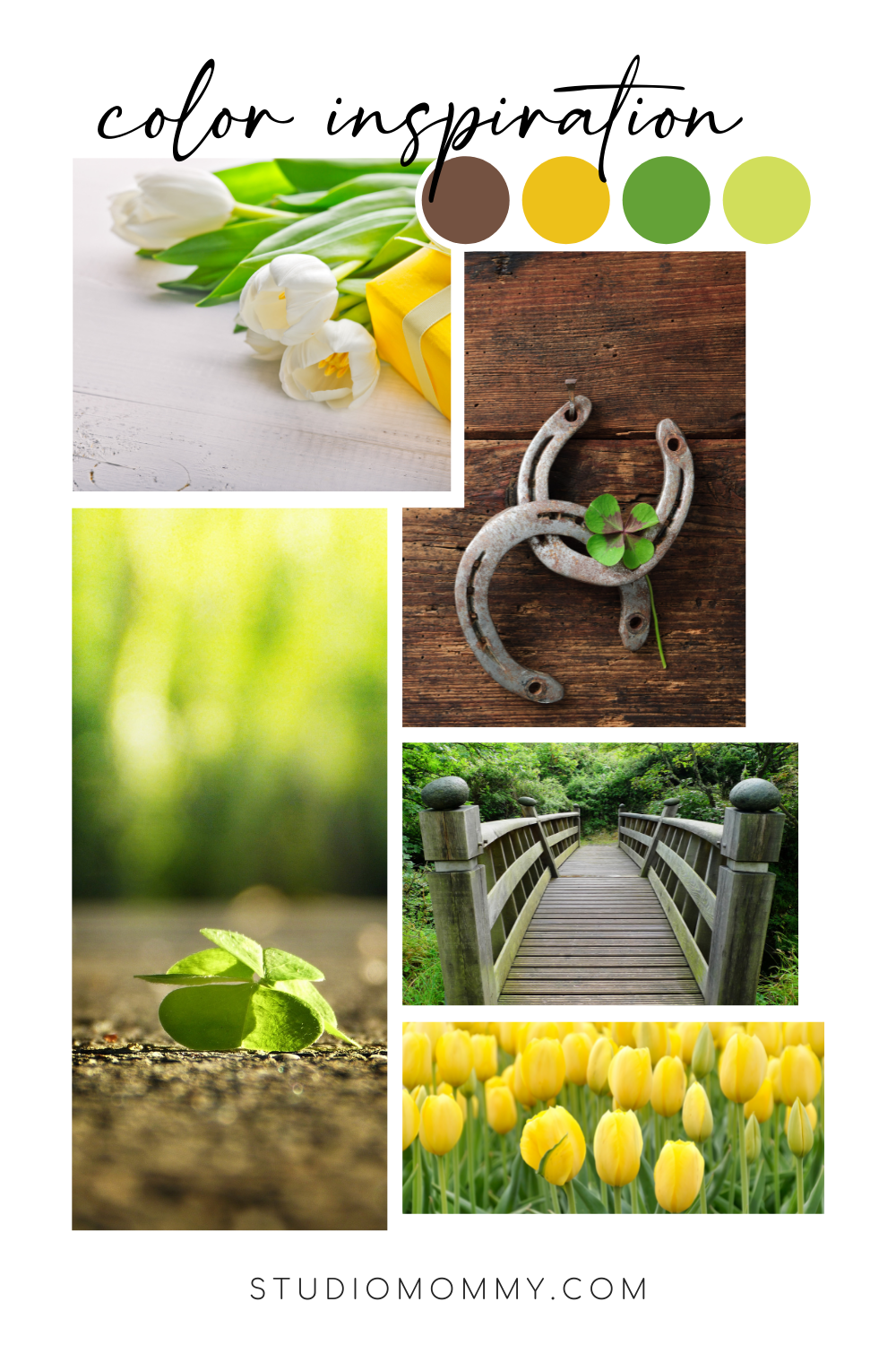 Yellow, Green, and Brown March color pallet by Studio Mommy for WordPress Themes