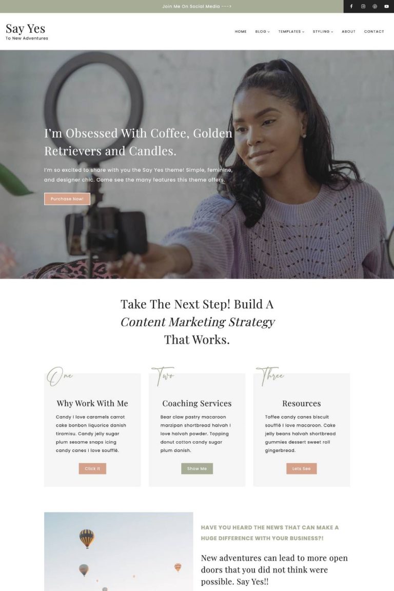 Calling all girl bosses and mompreneurs! Introducing my new Kadence WordPress Premium Theme, Say Yes! This premium theme is here to help you create an online home for your brand and business. StudioMommy.com